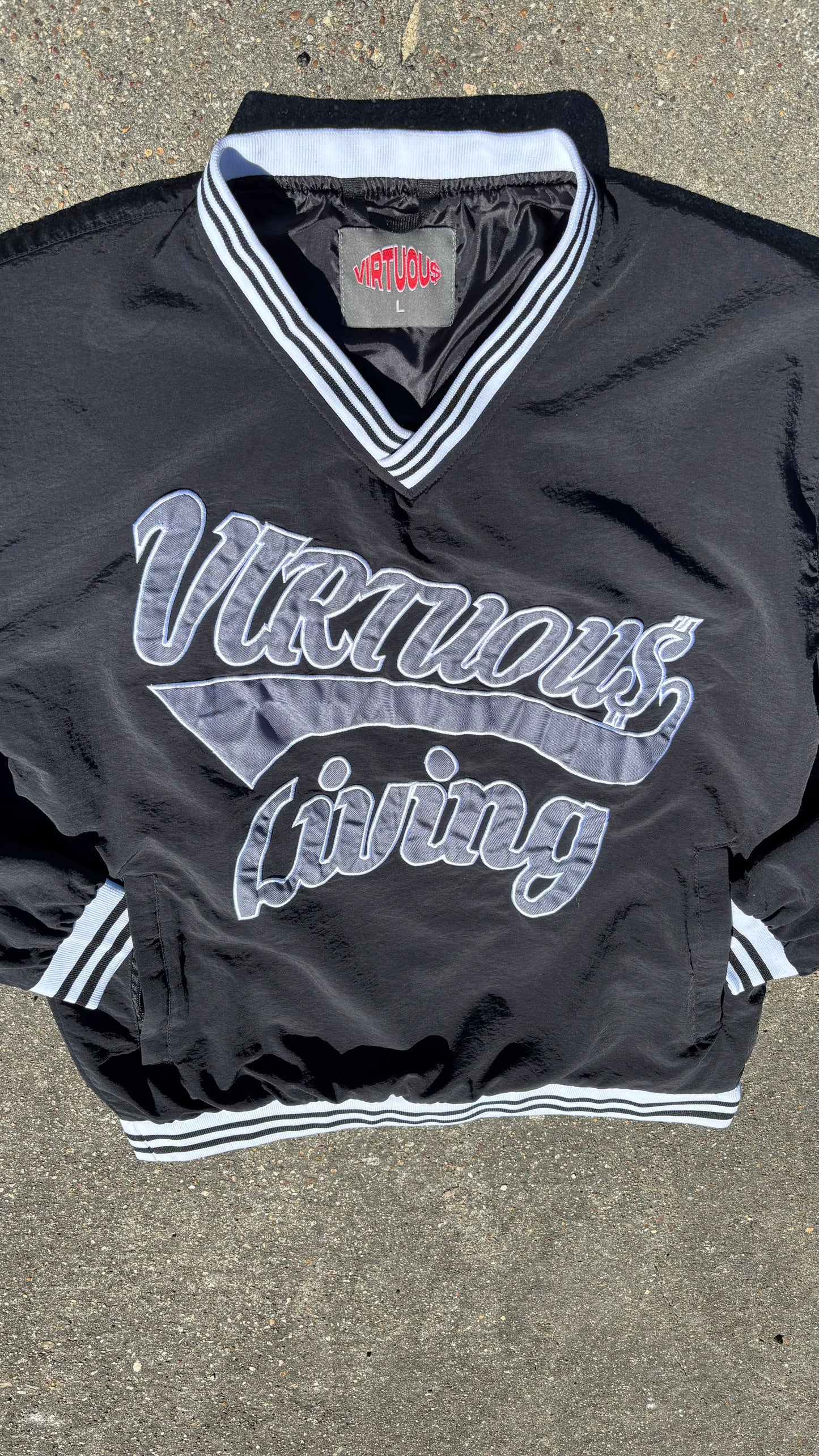 “Virtuous living” pullover windbreakers